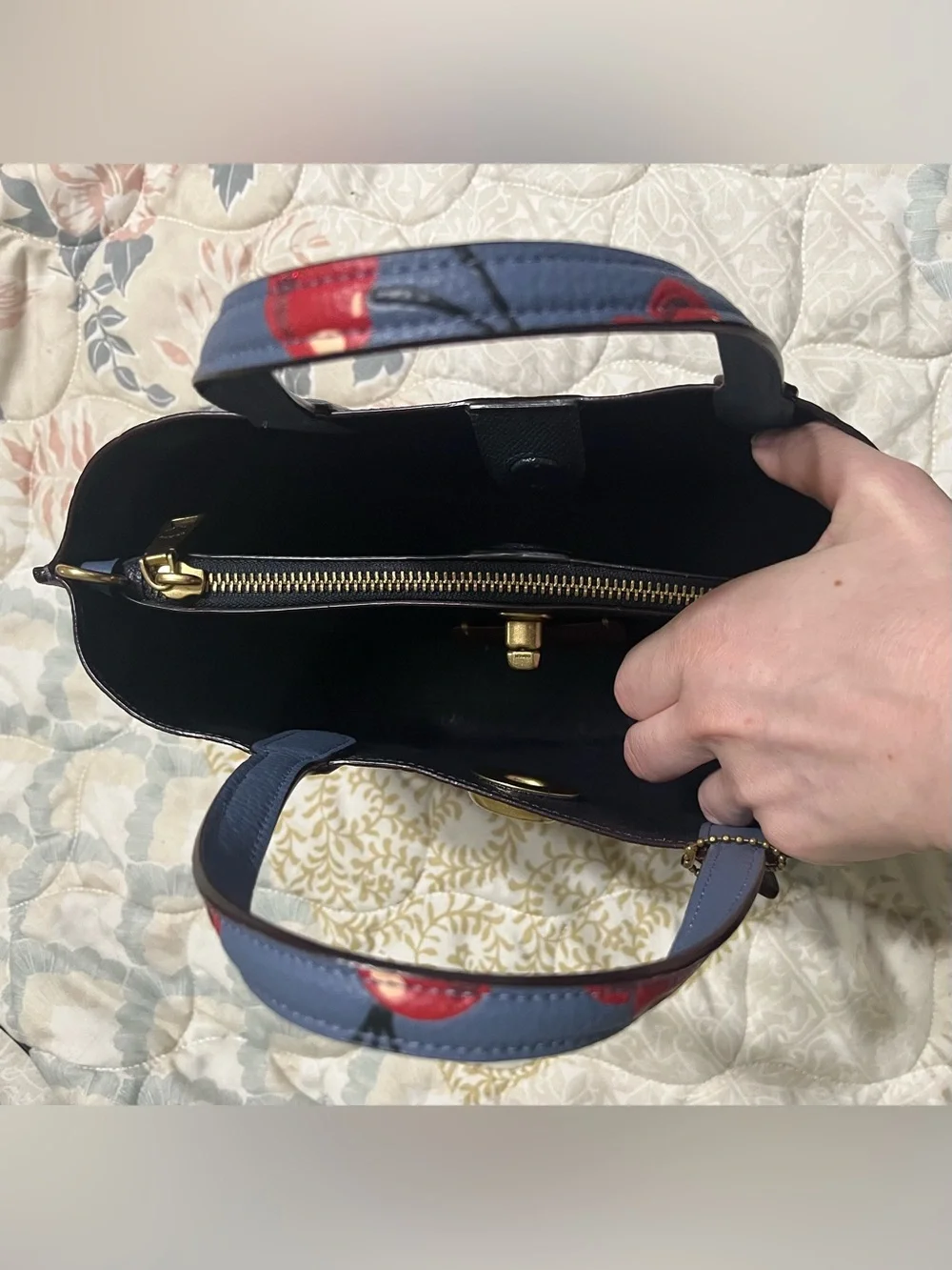 Coach Willow 24 in Blue with Cherry Print!